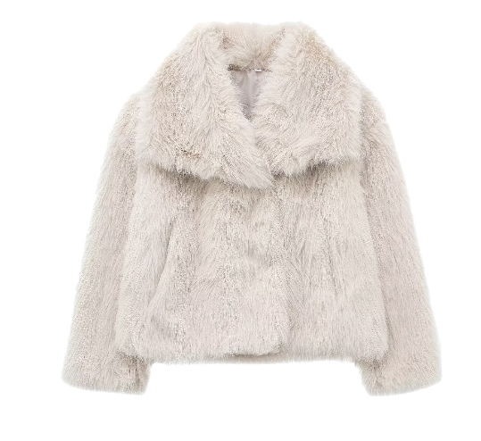 Dames Jas Winter Fuskpälsjacka in Denim met Praktische Details 5