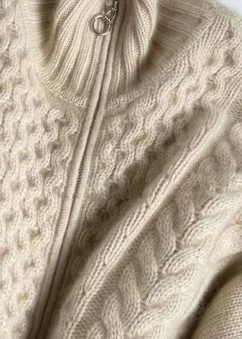Dames Jas Winter Gebreide Wolmix met Rits Casual 4