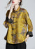 Dames Jas Winter Lange Mouwen Kraagjas met Print in Goudbruin 1