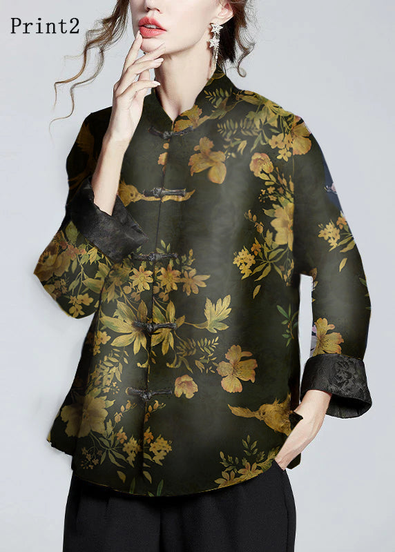 Dames Jas Winter Lange Mouwen Kraagjas met Print in Goudbruin 6