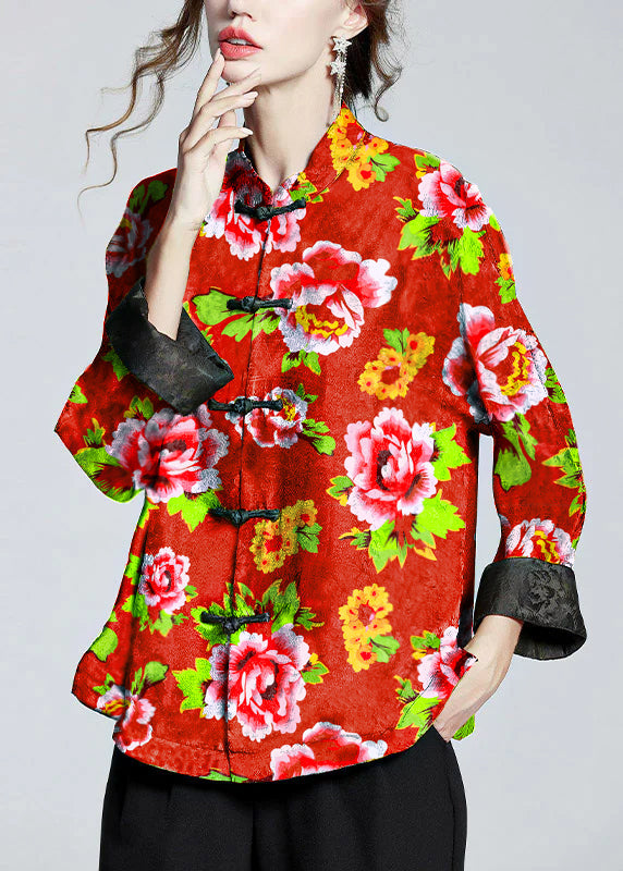 Dames Jas Winter Lange Mouwen Kraagjas met Print in Goudbruin 7