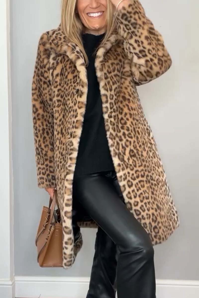 Dames Jas Winter Leeuwenprint Tailored Hoogwaardige Stof 1