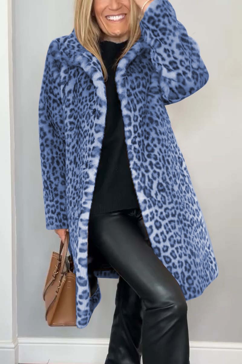 Dames Jas Winter Leeuwenprint Tailored Hoogwaardige Stof 5