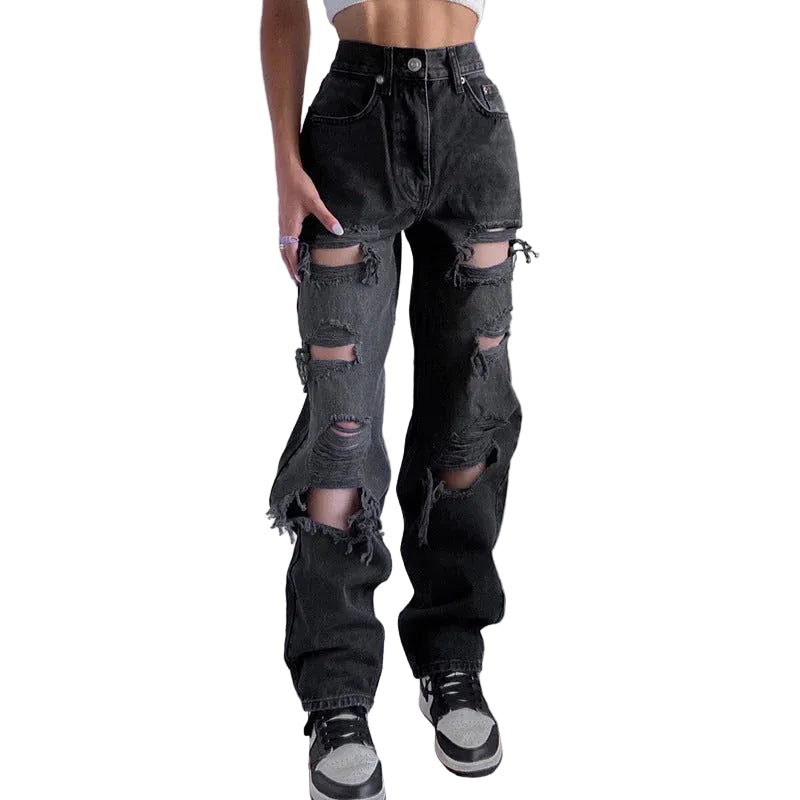 Dames Jeans Gescheurd met Ruwe Zoom 0