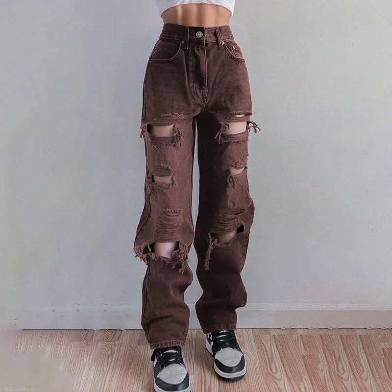 Dames Jeans Gescheurd met Ruwe Zoom 1