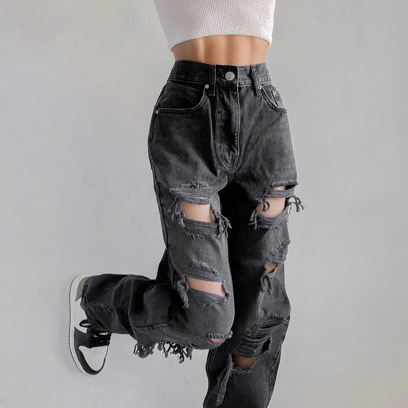 Dames Jeans Gescheurd met Ruwe Zoom 3
