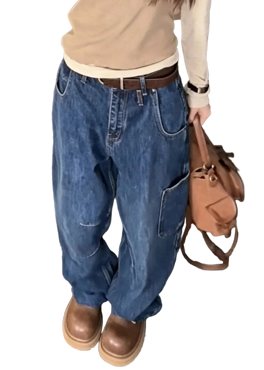 Dames Jeans Losse Pasvorm Hoge Taille Wijde Pijpen 3