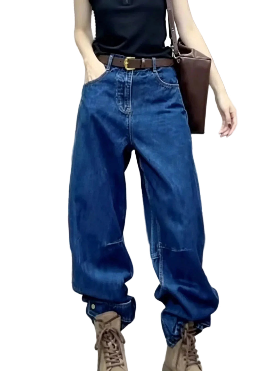 Dames Jeans Patchwork Wijde Pijpen Hoge Taille 0