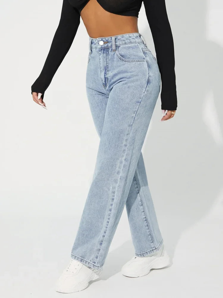 Dames Jeans met Hoge Taille en Rechte Pijpen 7