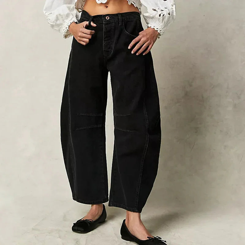Dames Jeans met Wijde Pijpen en Hoge Taille 2