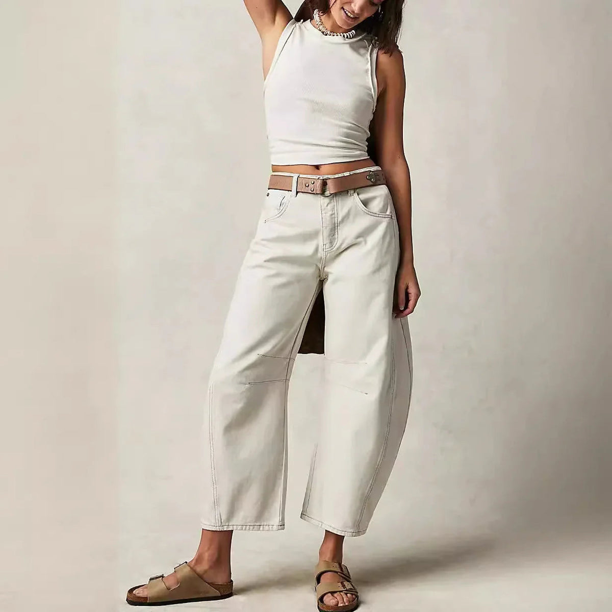 Dames Jeans met Wijde Pijpen en Hoge Taille 3