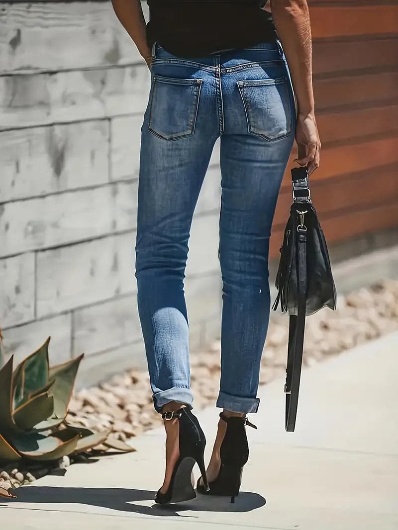 Dames Jeansbroek Met Gescheurde Details Trendy 1