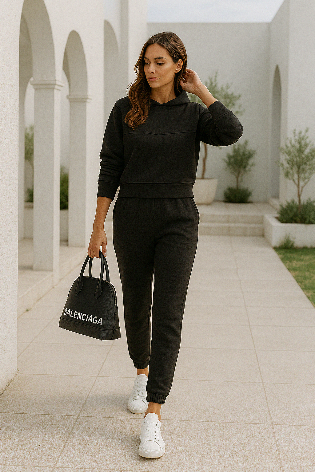 Dames Joggingpak Met Oversized Hoodie En Taps Toelopende Broek 2