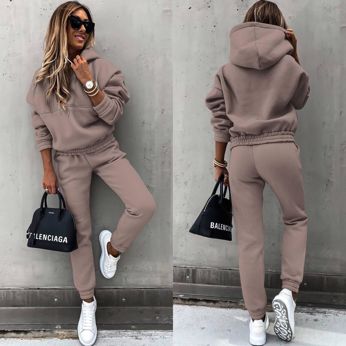 Dames Joggingpak Met Oversized Hoodie En Taps Toelopende Broek 5