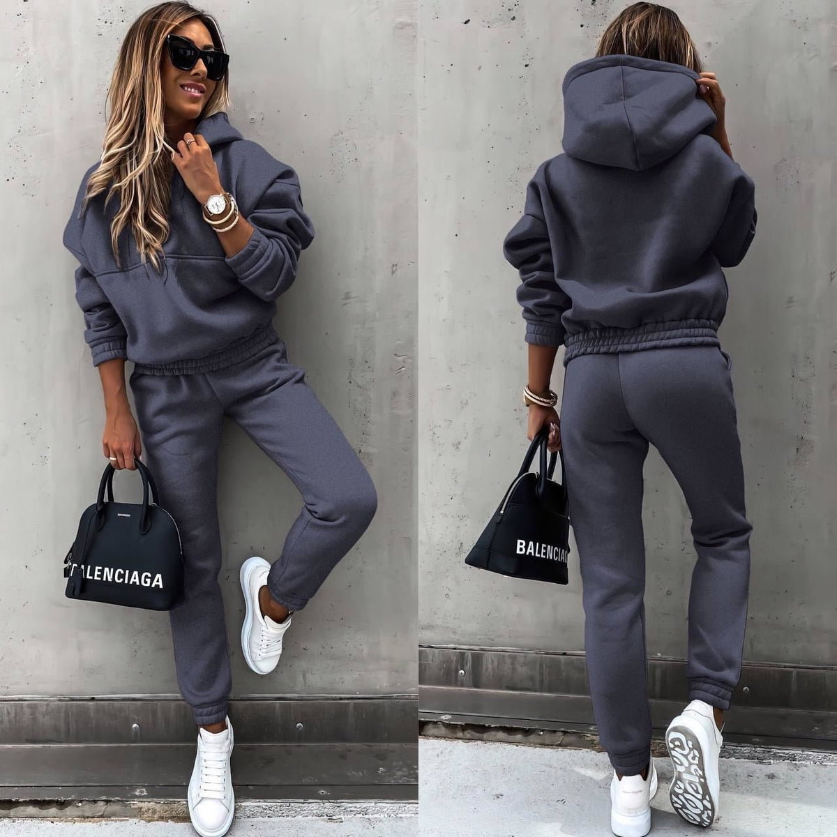Dames Joggingpak Met Oversized Hoodie En Taps Toelopende Broek 7