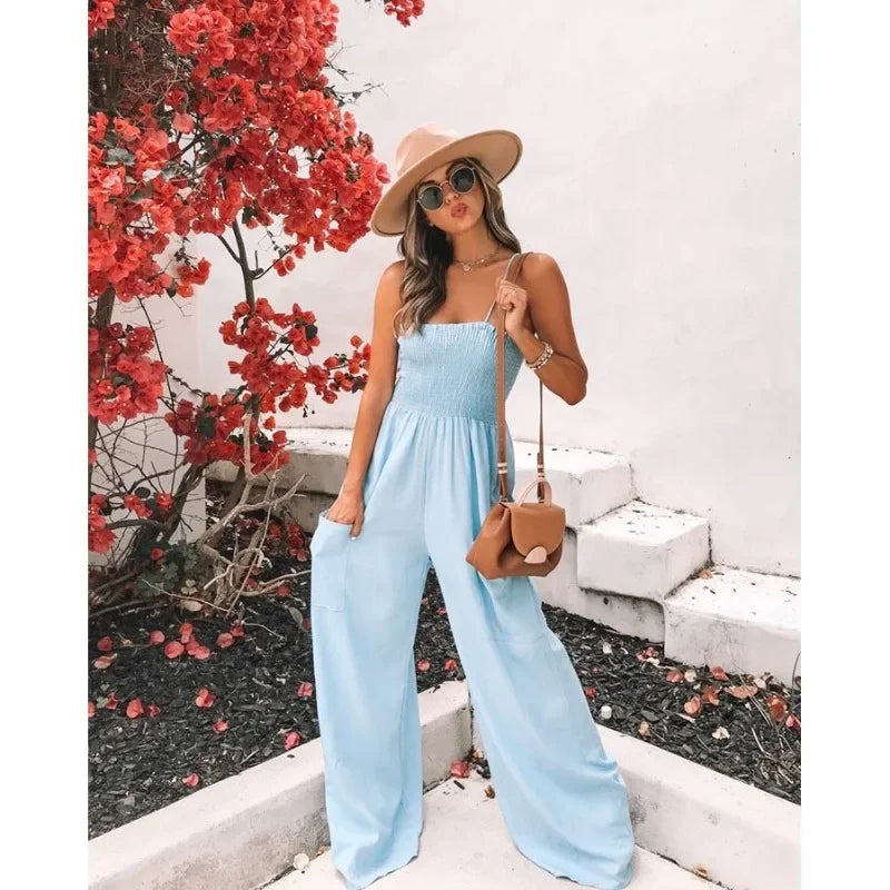 Dames Jumpsuit Casual Met Wijde Pijpen 8