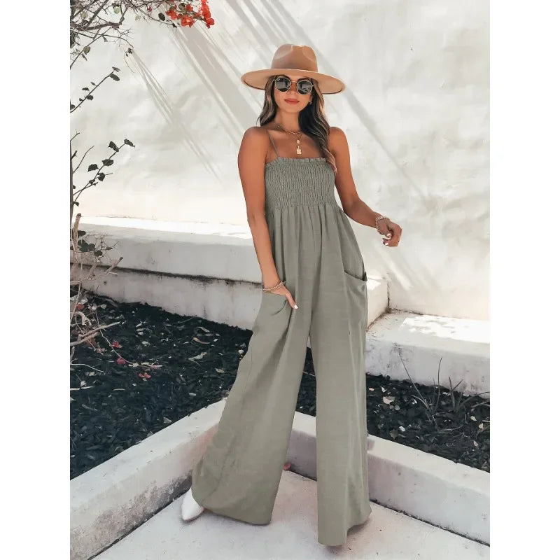 Dames Jumpsuit Casual Met Wijde Pijpen 9