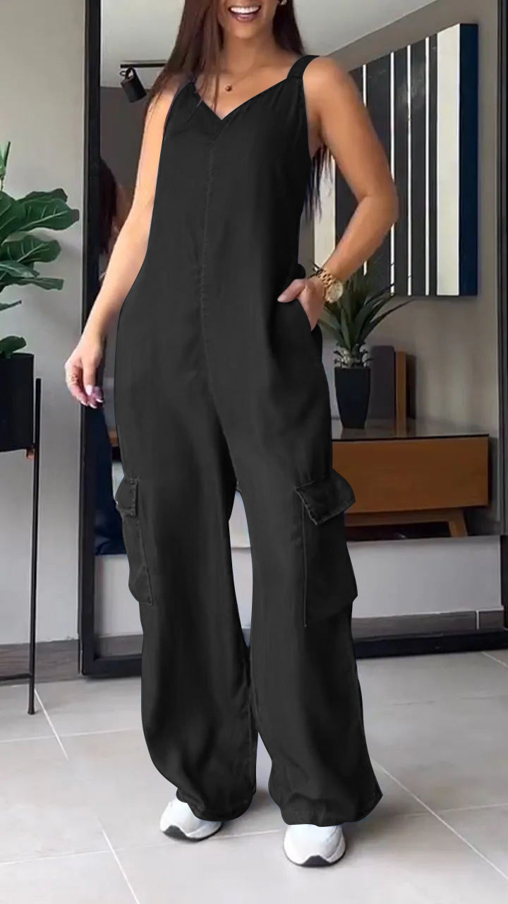 Dames Jumpsuit Denim V-hals Comfortabel 0