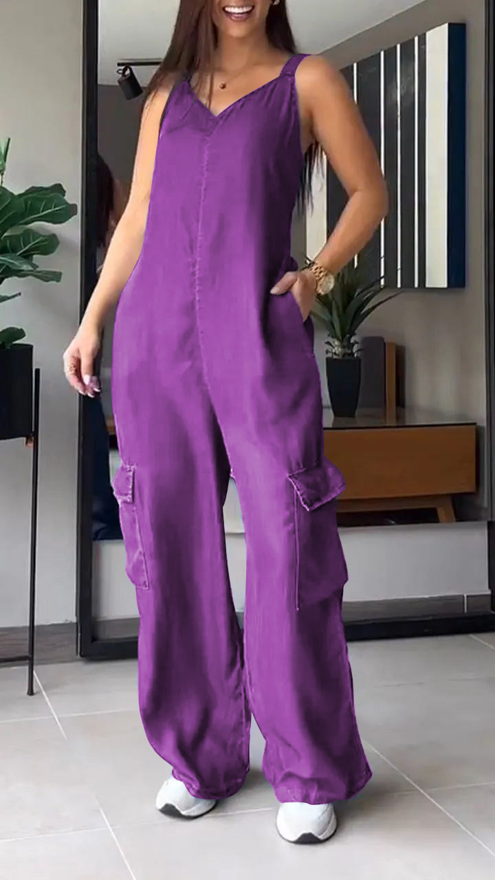 Dames Jumpsuit Denim V-hals Comfortabel 12