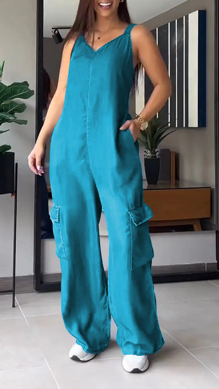 Dames Jumpsuit Denim V-hals Comfortabel 7