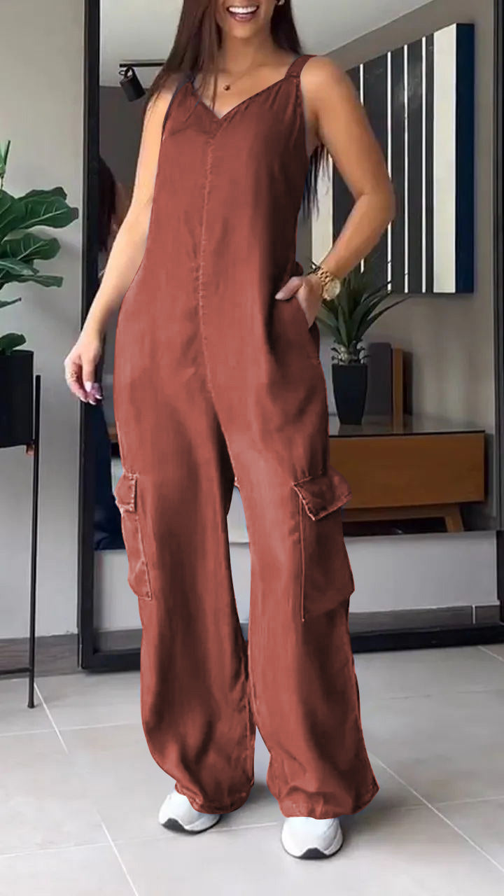 Dames Jumpsuit Denim V-hals Comfortabel 9