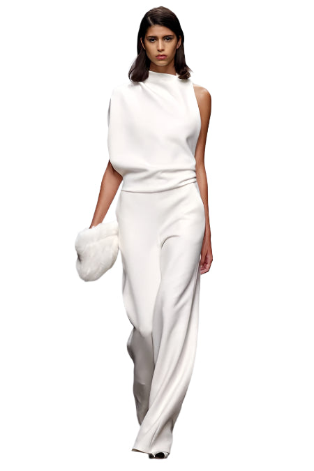 Dames Jumpsuit Feestelijk Asymmetrisch Met Hoge Kraag En Ontblote Schouder 0