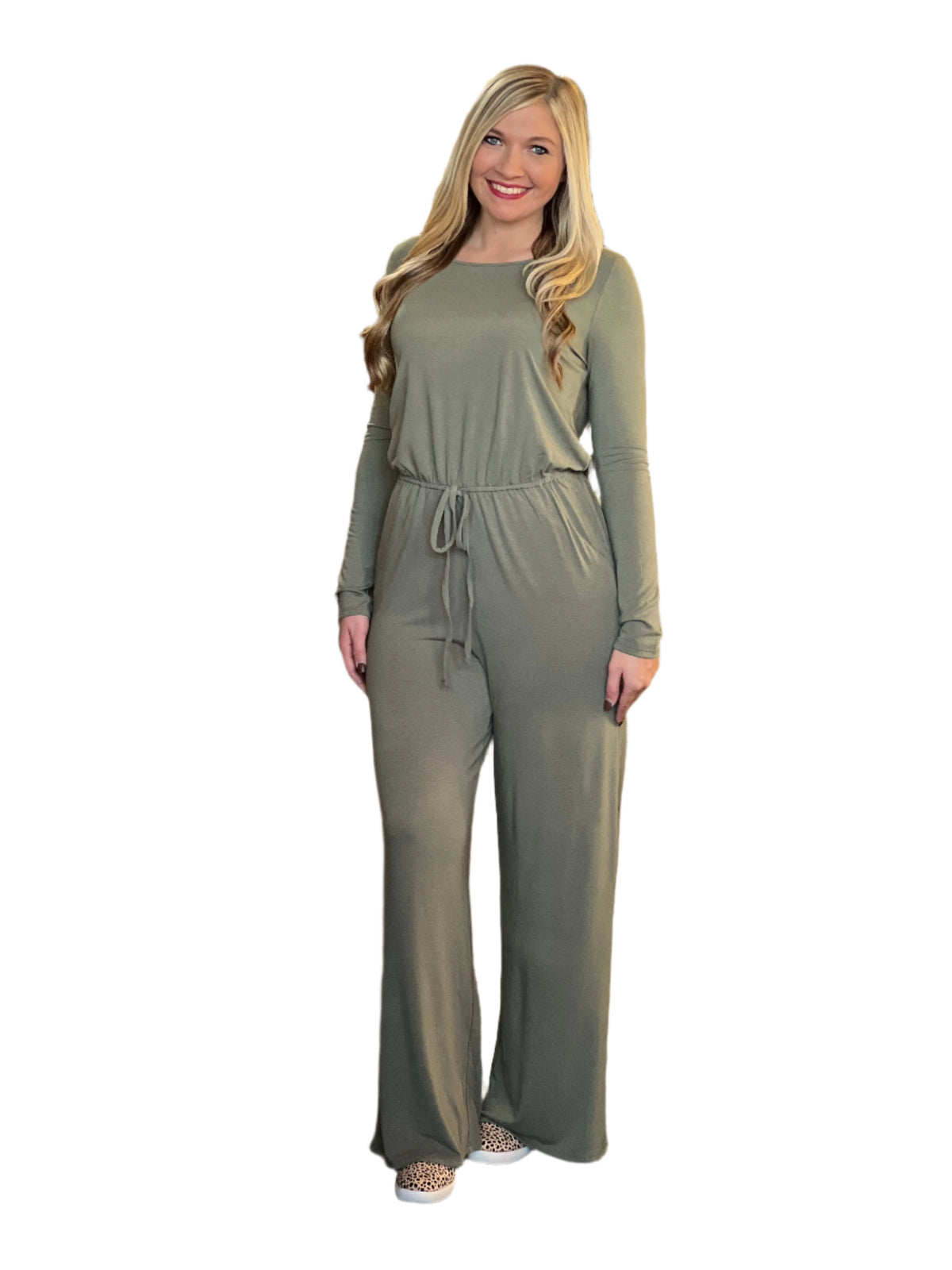 Dames Jumpsuit Feestelijk Lange Mouwen Olijf Kleur 0