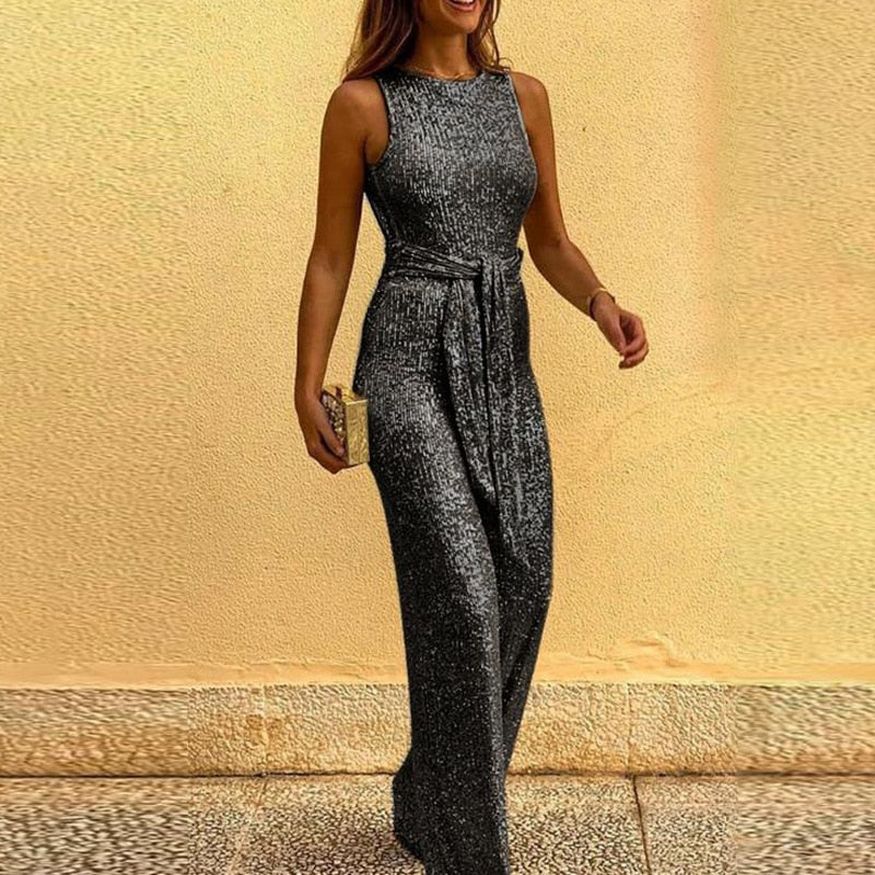 Dames Jumpsuit Feestelijk Met Glitters Open Schouders Slim Fit 4