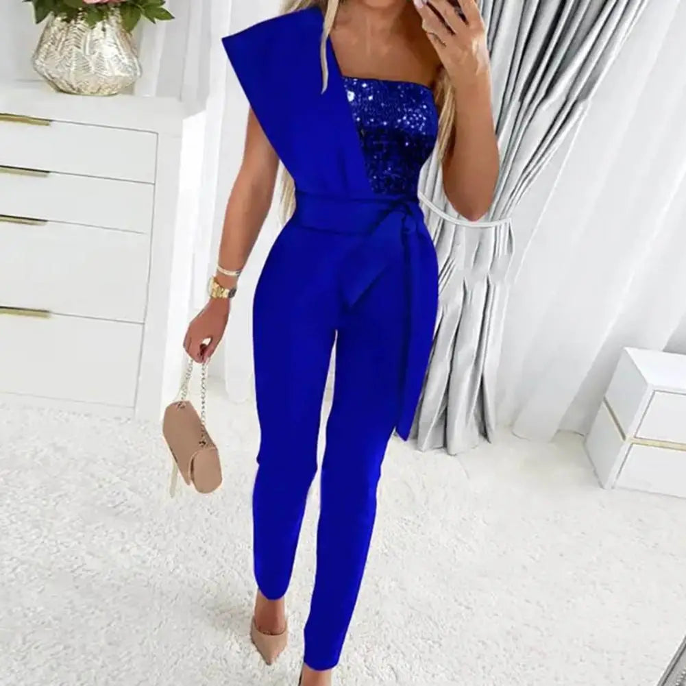 Dames Jumpsuit Feestelijk Met Pailletten Patchwork Design 2