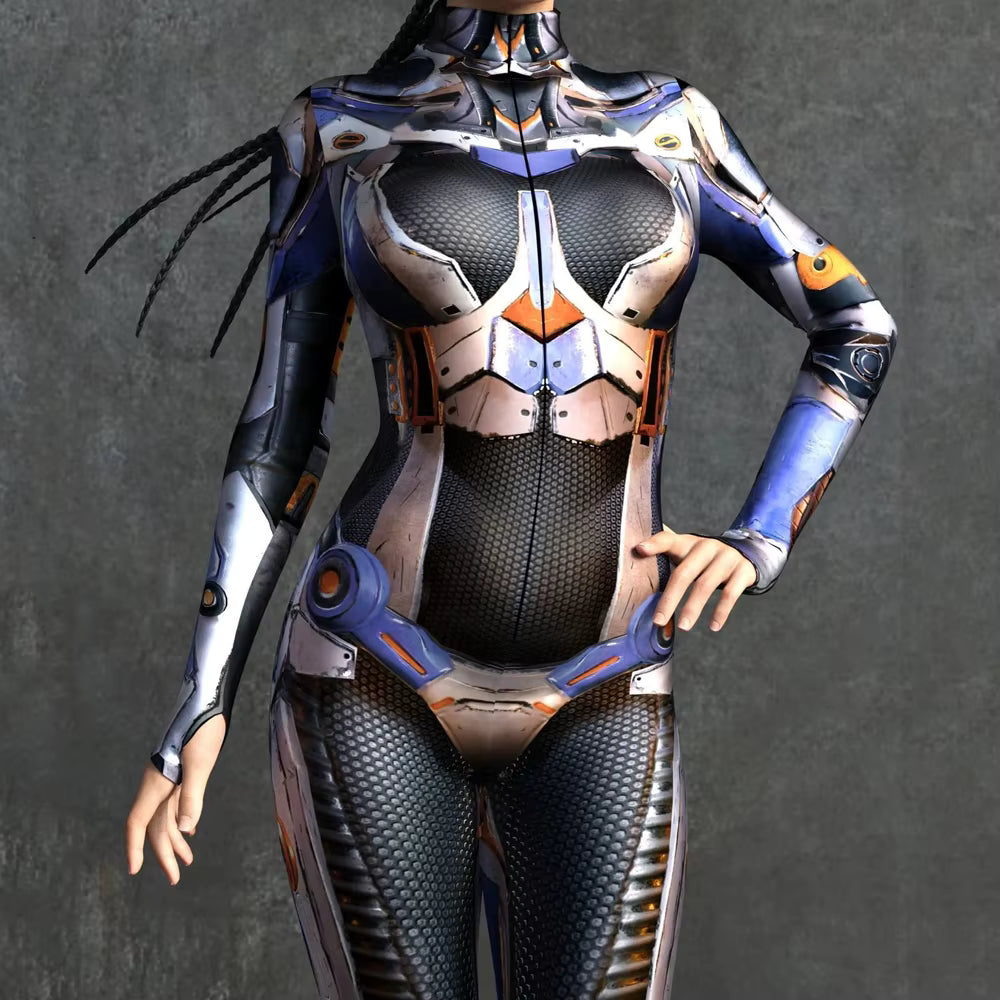 Dames Jumpsuit Feestelijk met Cyber Armor 3D Print voor Cosplay en Festivals 0