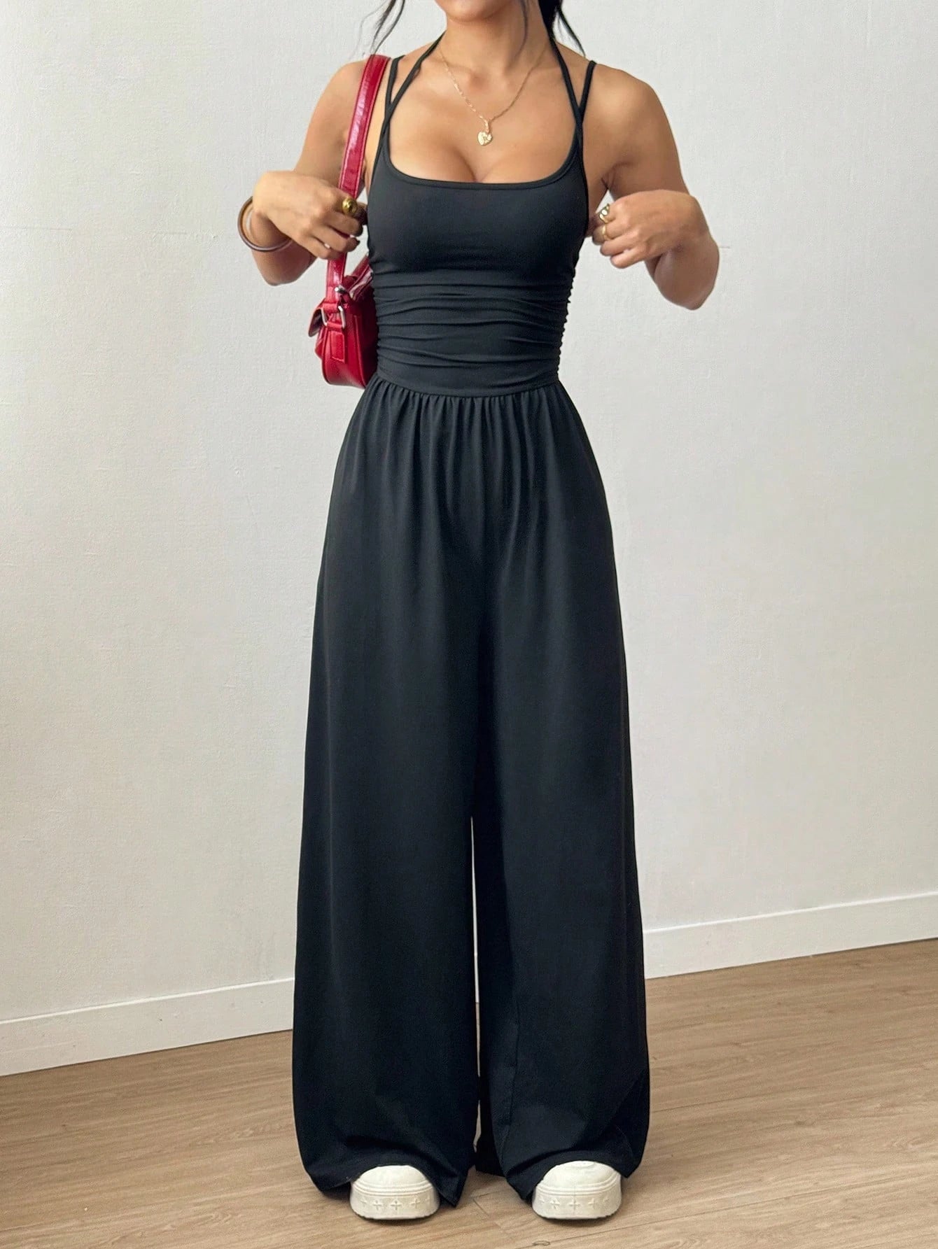 Dames Jumpsuit Geplooid met Rechte Pijpen 4