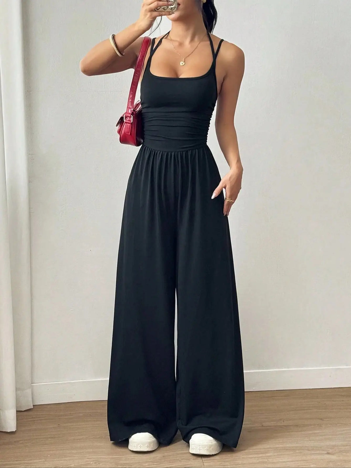 Dames Jumpsuit Geplooid met Rechte Pijpen 6