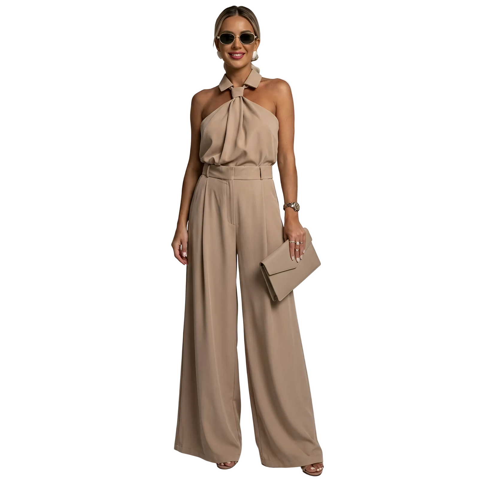 Dames Jumpsuit Halterhals met Wijde Pijpen Feestelijk 0