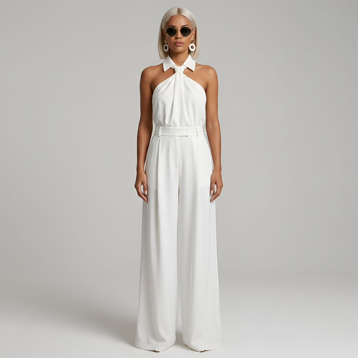 Dames Jumpsuit Halterhals met Wijde Pijpen Feestelijk 3