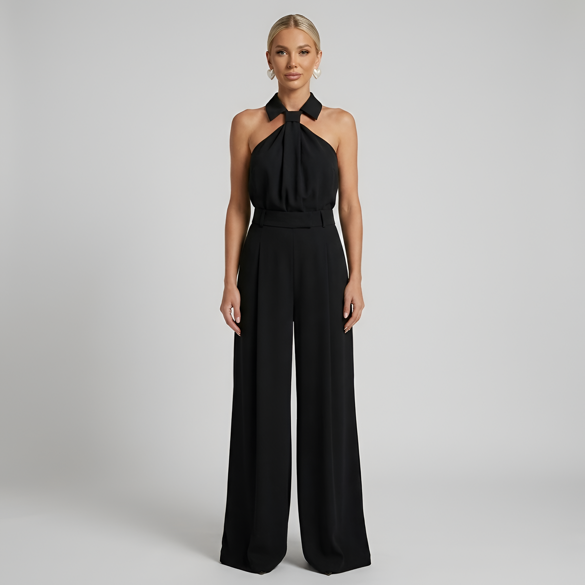 Dames Jumpsuit Halterhals met Wijde Pijpen Feestelijk 5