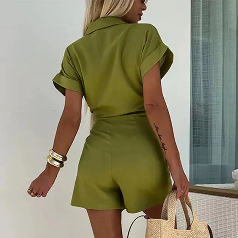 Dames Jumpsuit Korte Mouwen Casual Stijl Ademend Materiaal 2