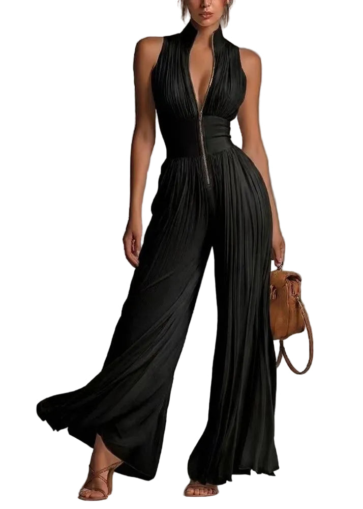 Dames Jumpsuit Met Print En Ritssluiting Gerimpeld Zomerstijl 0