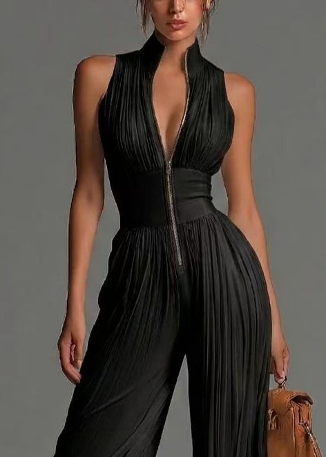Dames Jumpsuit Met Print En Ritssluiting Gerimpeld Zomerstijl 3