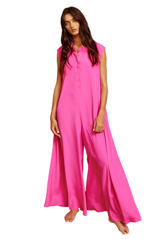 Dames Jumpsuit Met Wijde Pijpen Van Satijn 0