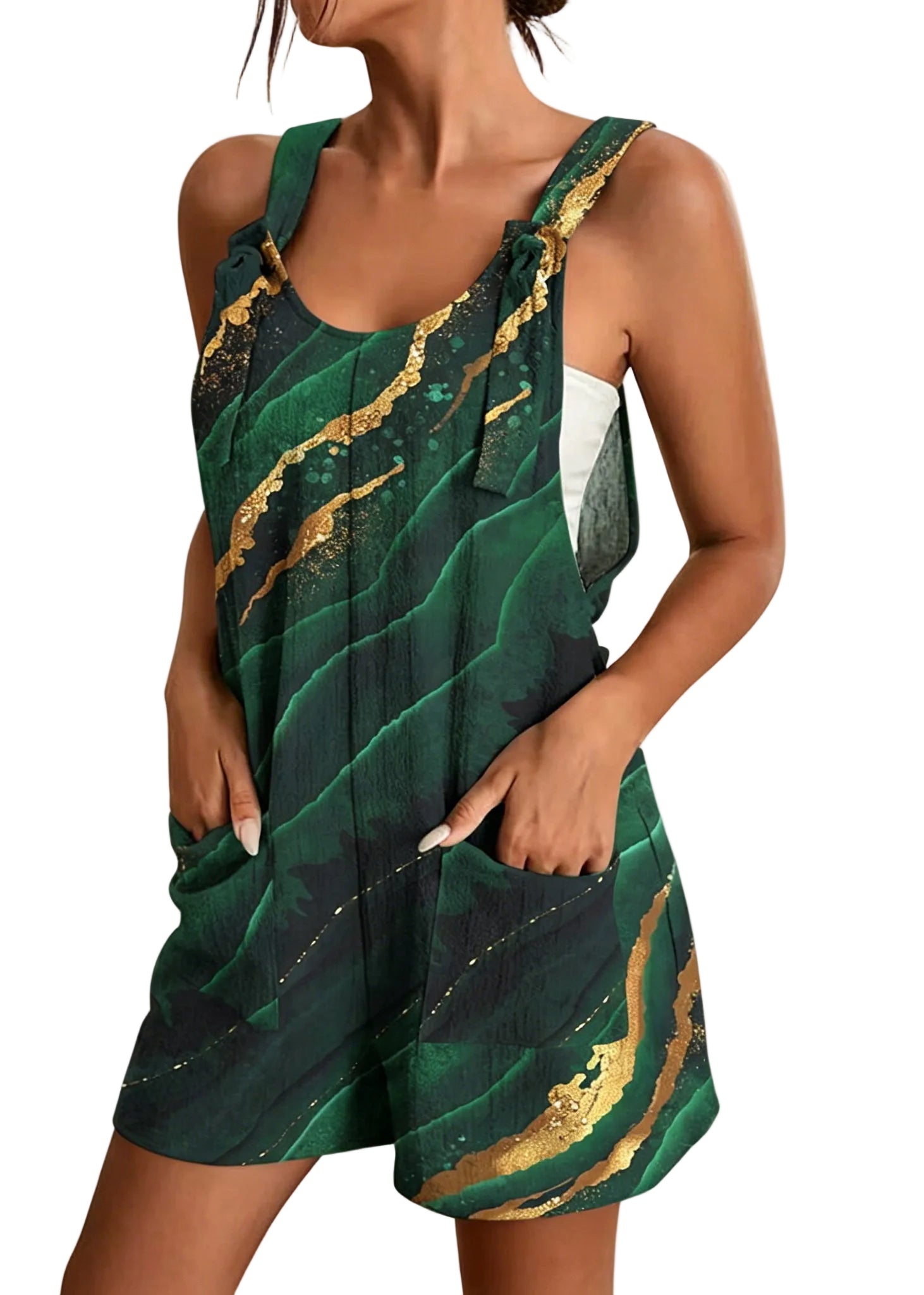 Dames Jumpsuit Mouwloos Losse Pasvorm Met Print En Zakken 0