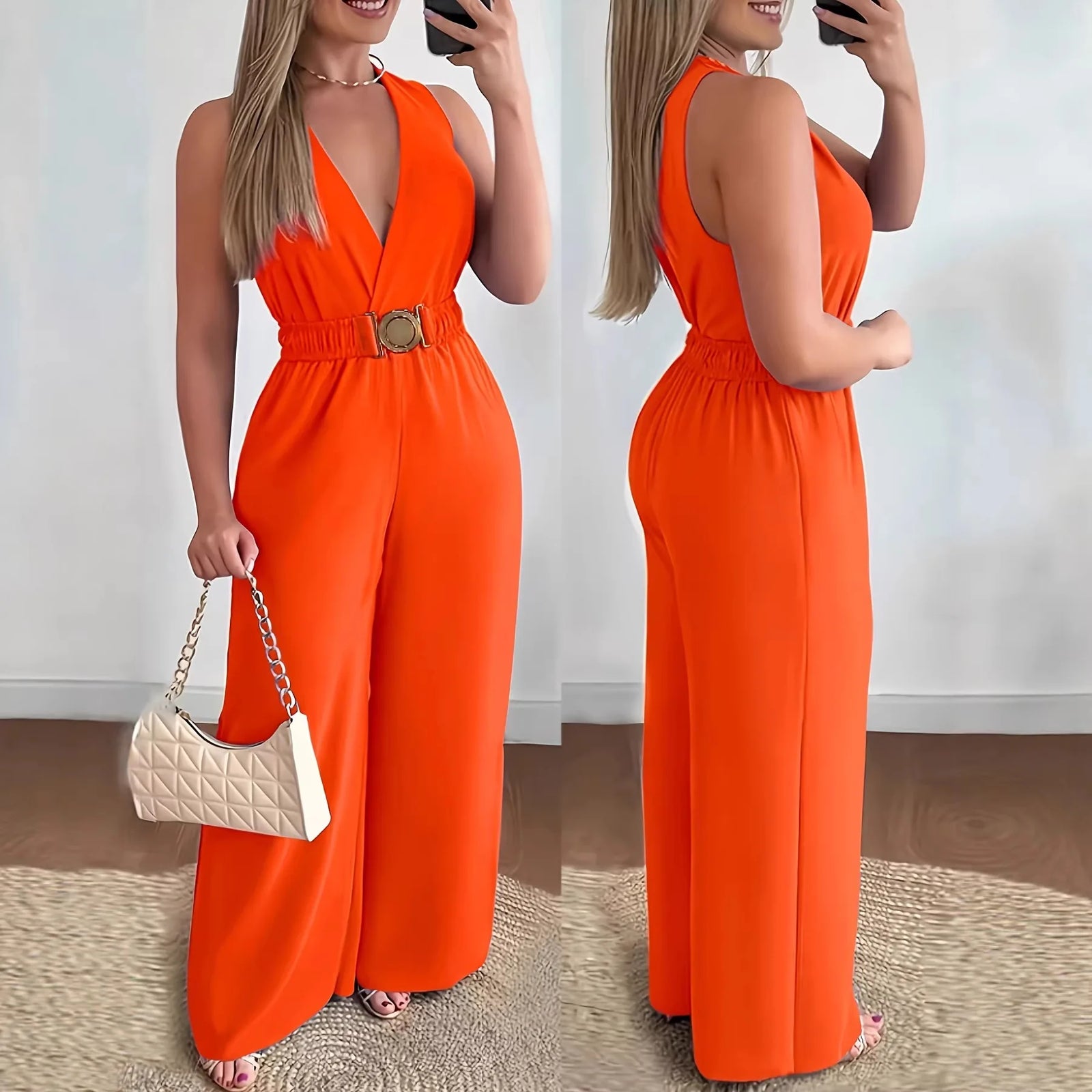 Dames Jumpsuit Mouwloos Met Diepe V-hals 2