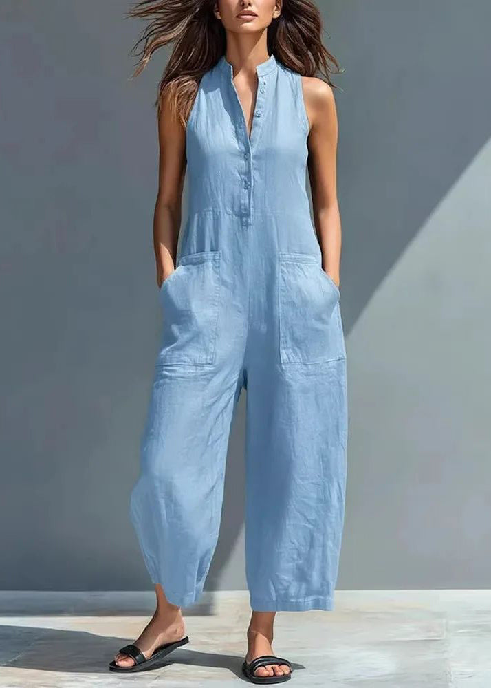 Dames Jumpsuit Mouwloos Met Hoge Taille En Patchwork Design 1