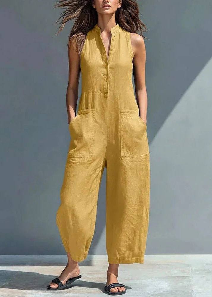 Dames Jumpsuit Mouwloos Met Hoge Taille En Patchwork Design 3