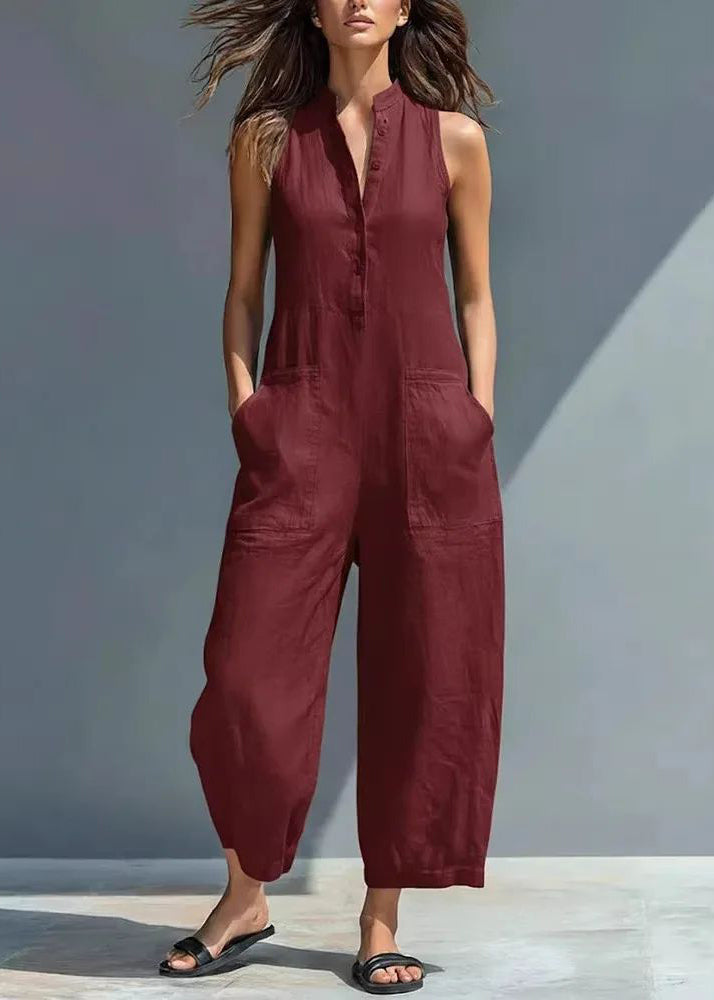 Dames Jumpsuit Mouwloos Met Hoge Taille En Patchwork Design 4