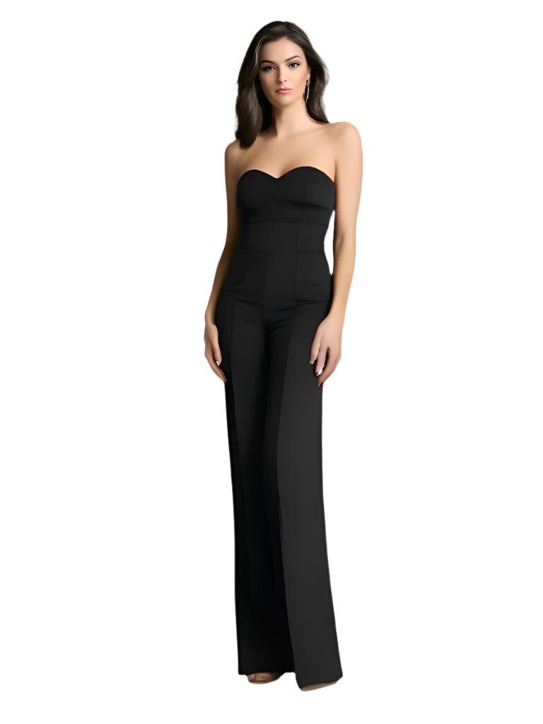Dames Jumpsuit Strapless Hoog Getailleerd Zwart Feestelijk 0