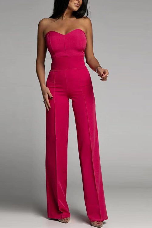 Dames Jumpsuit Strapless Hoog Getailleerd Zwart Feestelijk 5
