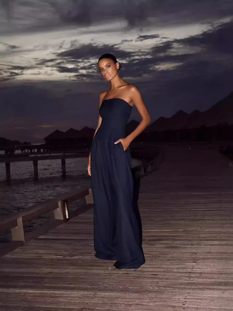 Dames Jumpsuit Strapless Met Brede Pijpen 2