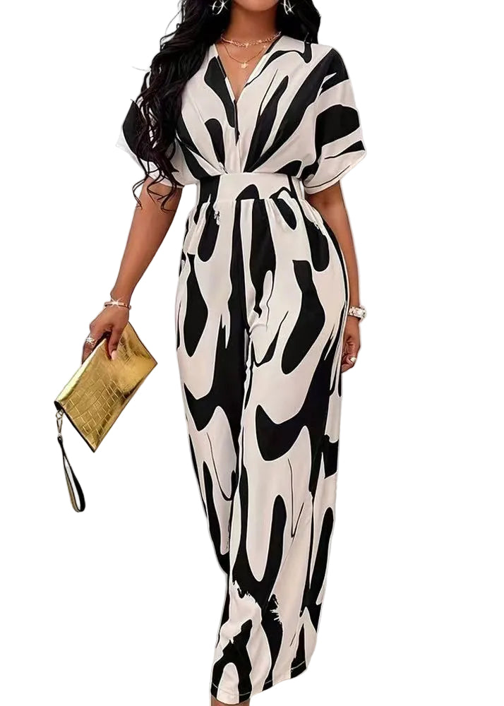 Dames Jumpsuit met Elastische Taille en Print 0