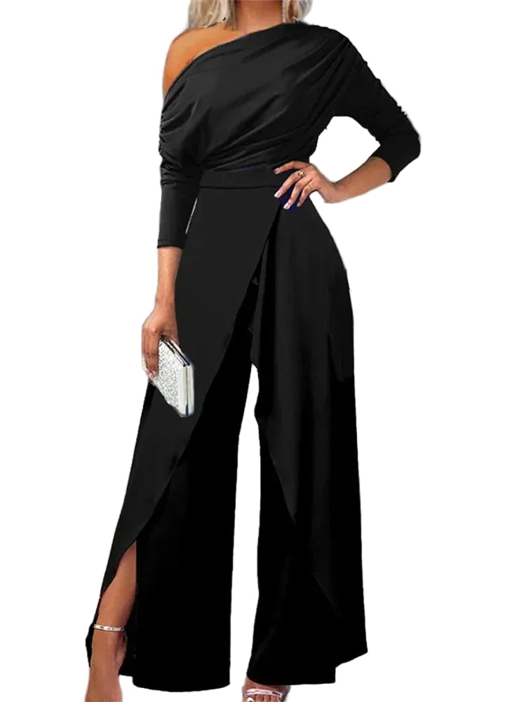 Dames Jumpsuit met Ruches en Wijde Pijpen 0