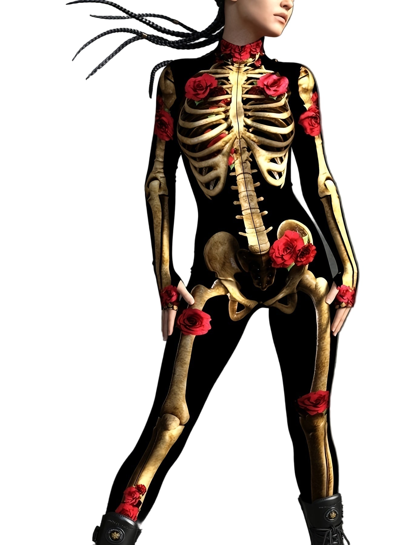 Dames Jumpsuit met Skeletprint voor Halloween 0